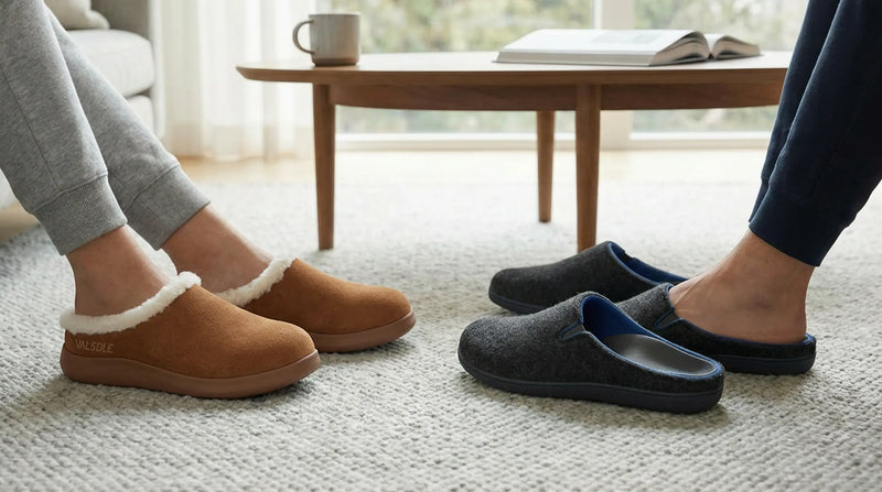 Recovery slipper comparison of soft cushioning versus structured arch support