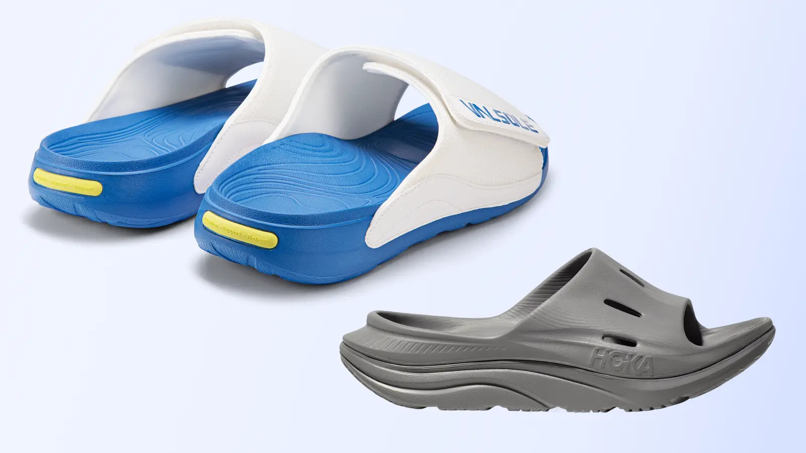 HOKA recovery sandals alternative comparison showing soft max-cushion feel versus steadier VALSOLE support control