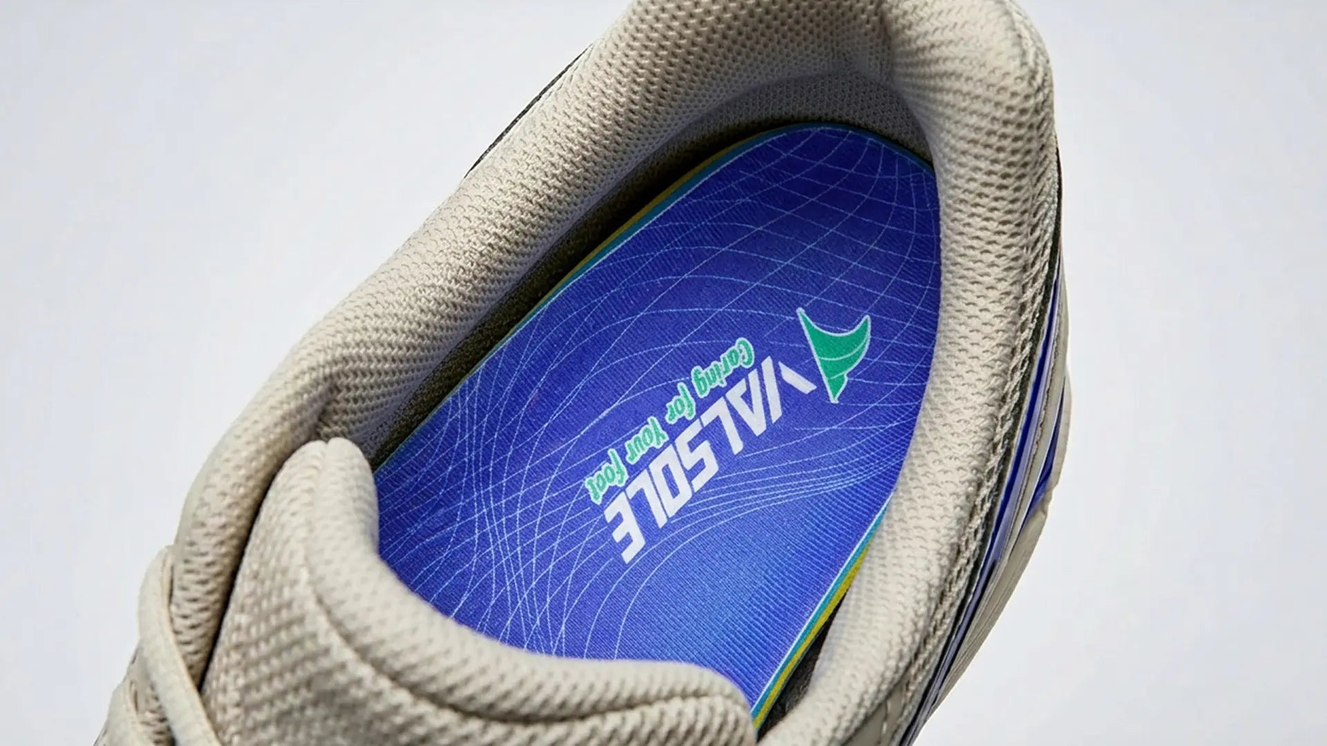 Close-up of heel support in a cushioned insole