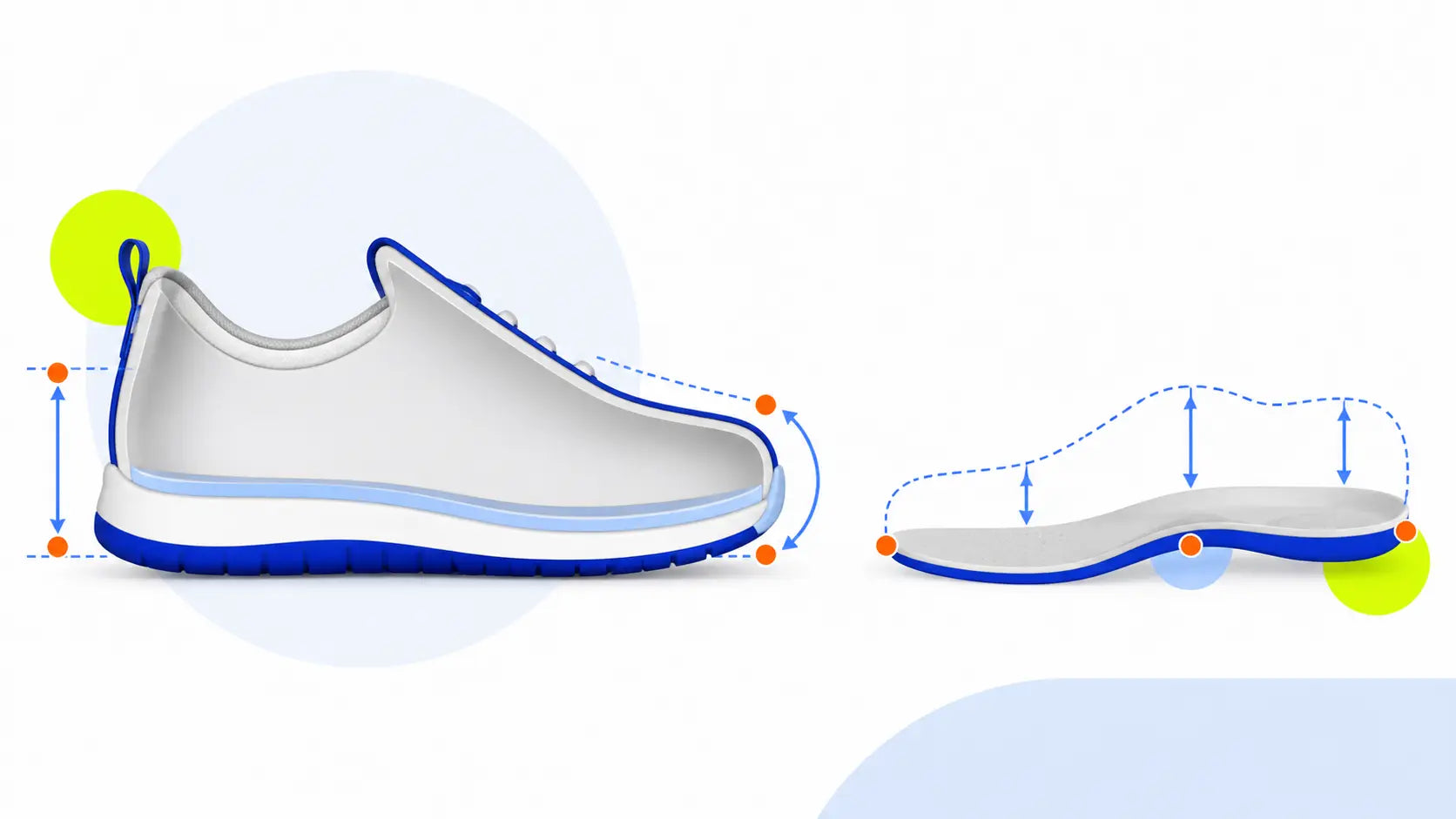Illustration showing shoe space and an insole as separate fit considerations.