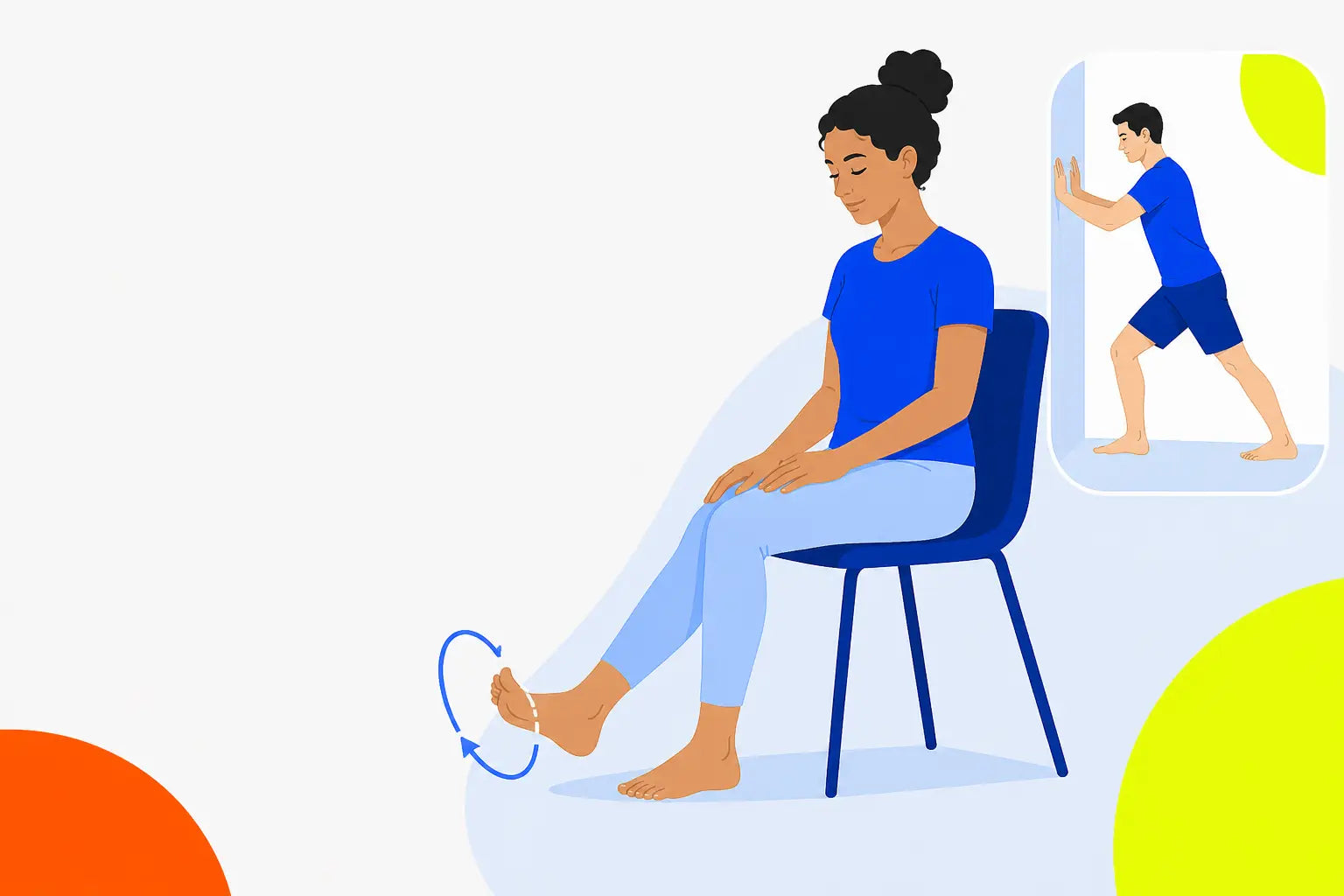 Illustration of gentle, supported foot and ankle movement.